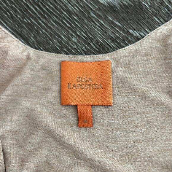 Anthropologie Olga Kapustina Draped Surplice Sleeveless Top Tan Sz M Chic Blouse - Picture 6 of 14